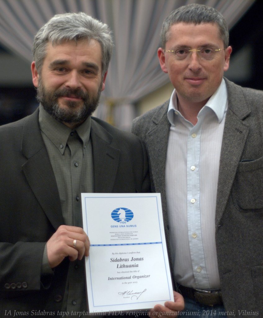Jonas Sidabras - FIDE tarptautinės kategorijos arbitras ir FIDE renginių organizatorius